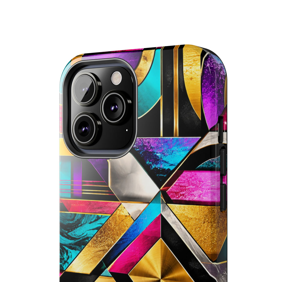 Geometric Art Deco Tough Phone Case — Vibrant Gold, Teal & Magenta Pattern
