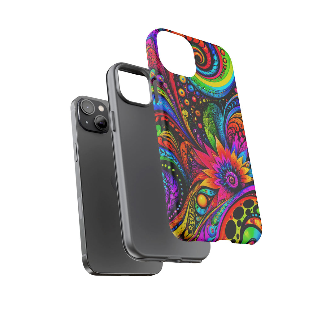 Psychedelic Floral Phone Case — Vibrant Swirl Tough Protective Cover
