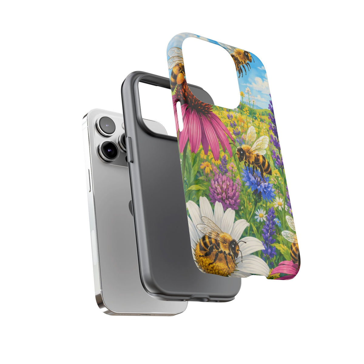Bee Meadow Phone Case — Floral Honeybee Protective Cover