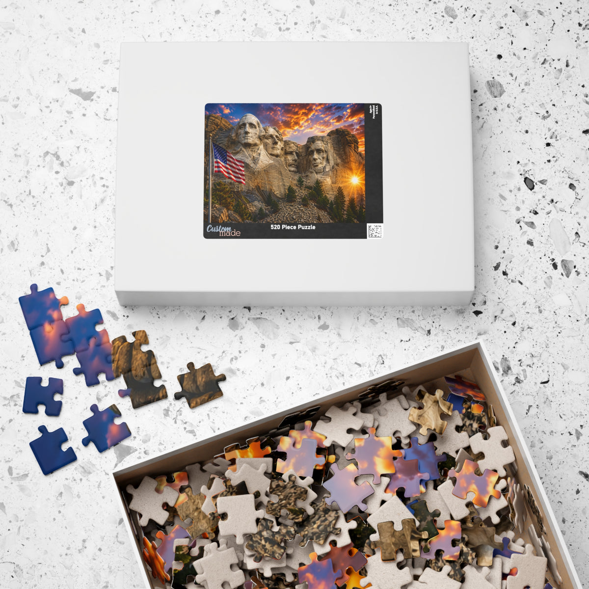 Mount Rushmore Sunset Puzzle — Patriotic American Landmark Jigsaw (110/252/520/1014 pcs)