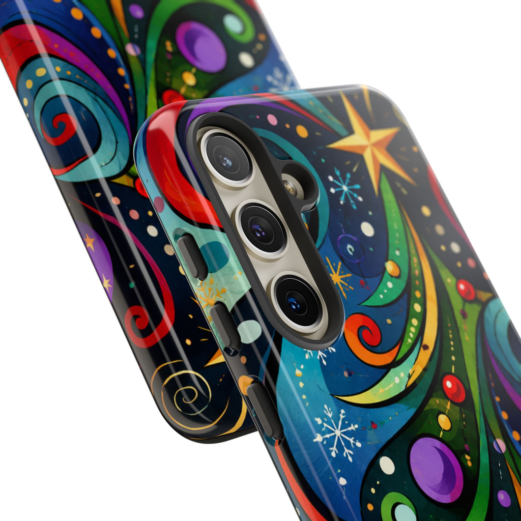 Colorful Swirl Christmas Tree Tough Phone Case