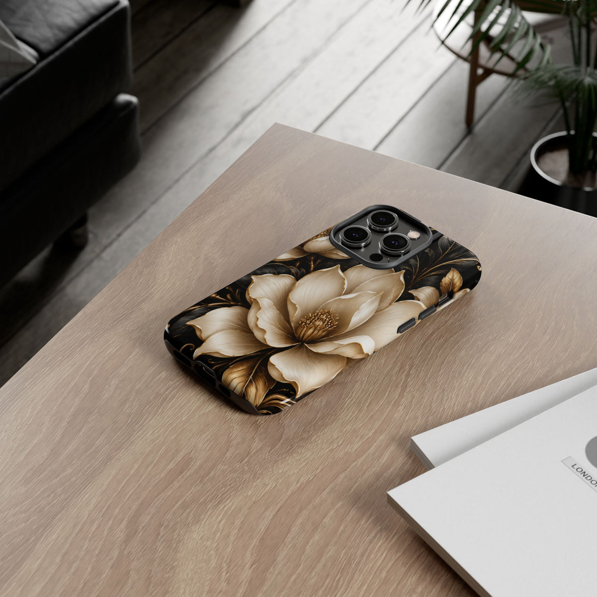 Floral Tough Case — Elegant Gold Magnolia Phone Case