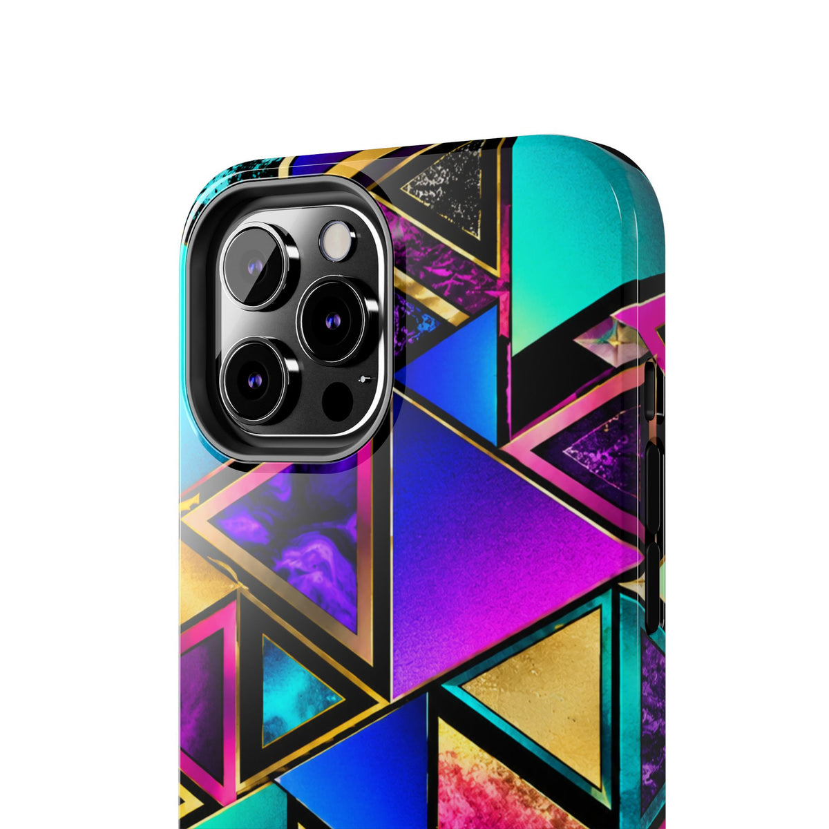 Geometric Neon Triangles Tough Phone Case