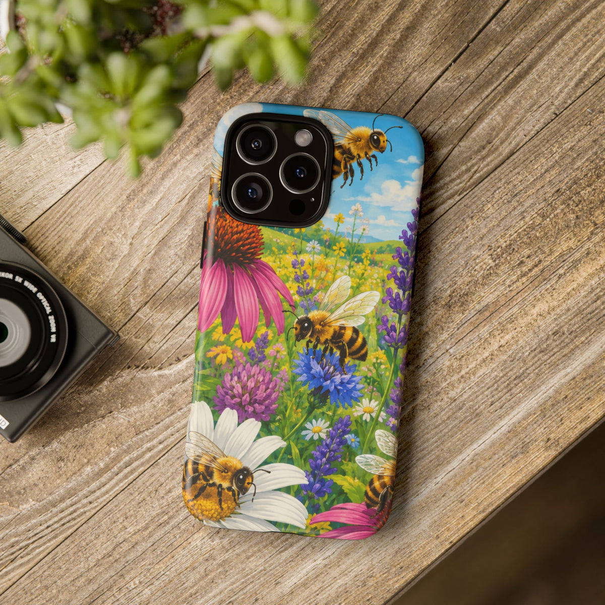 Bee Meadow Phone Case — Floral Honeybee Protective Cover