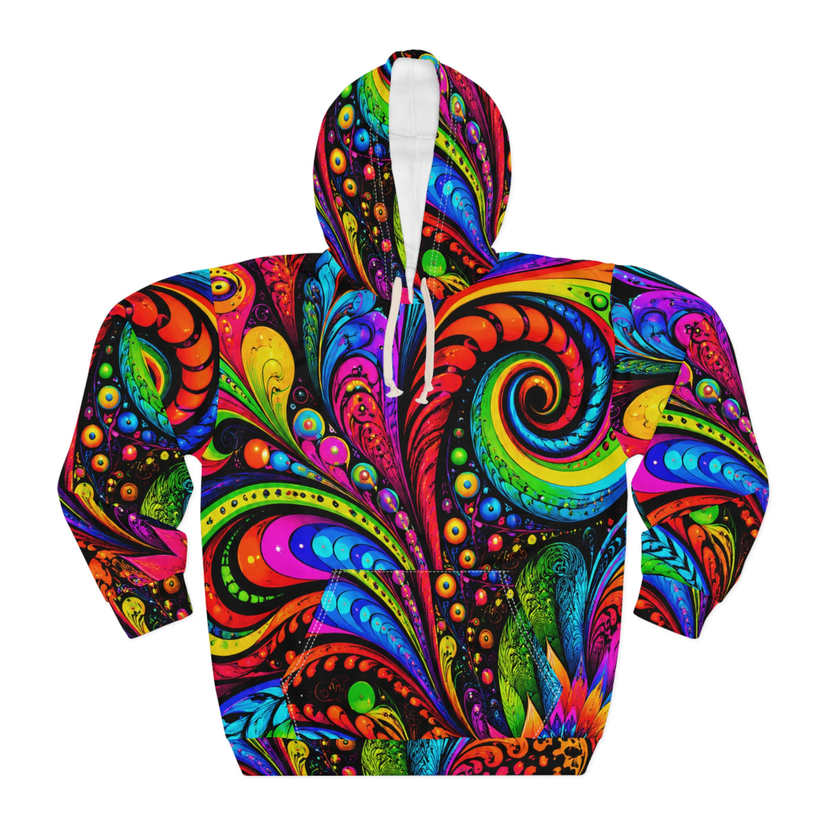 Psychedelic Swirl Hoodie - Vibrant All-Over-Print Pullover