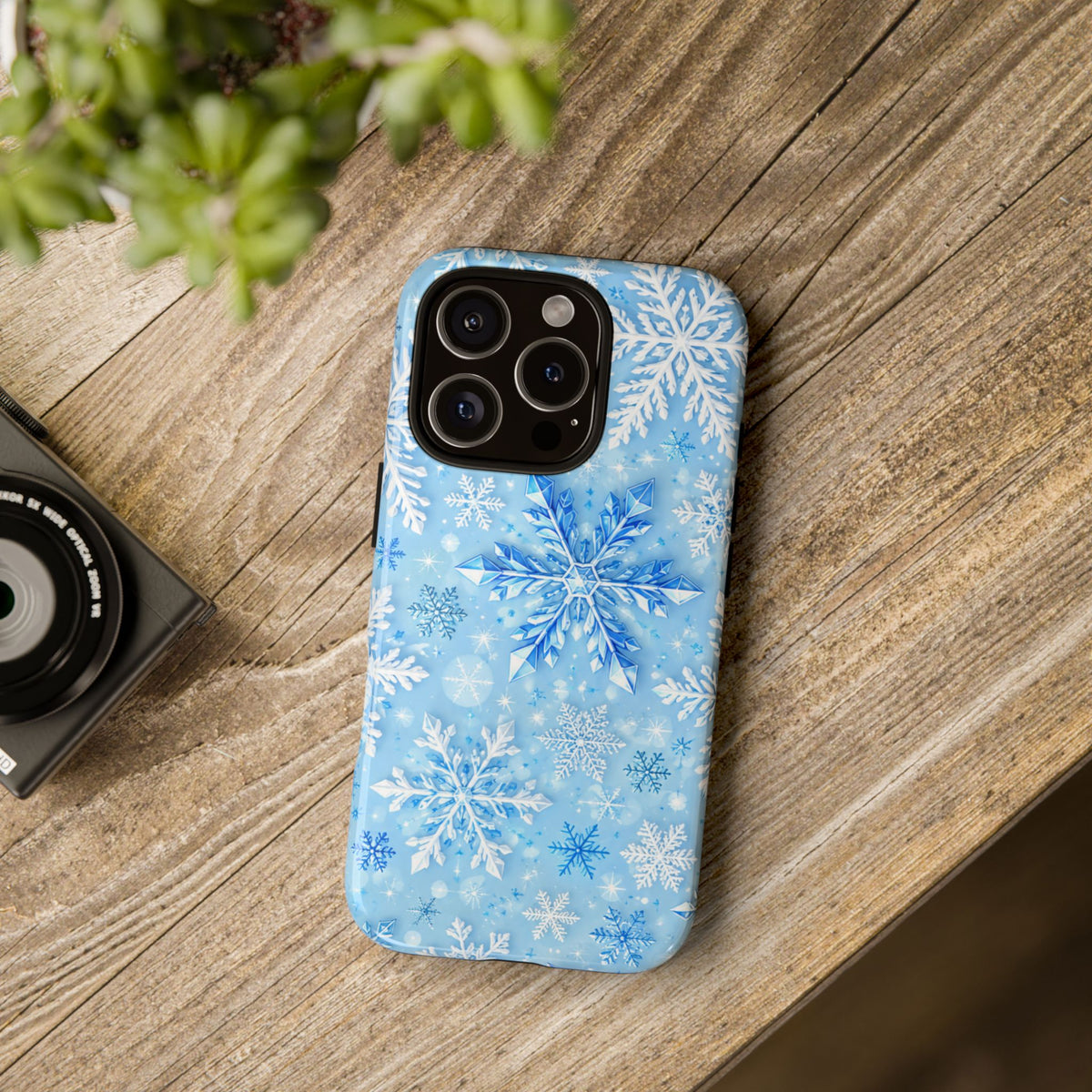 Winter Snowflake Tough Phone Case — Blue Holiday Protective Cover