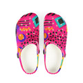 Retro Pink Pattern EVA Foam Clogs — Bold 90s Graphic Slip-On Shoes