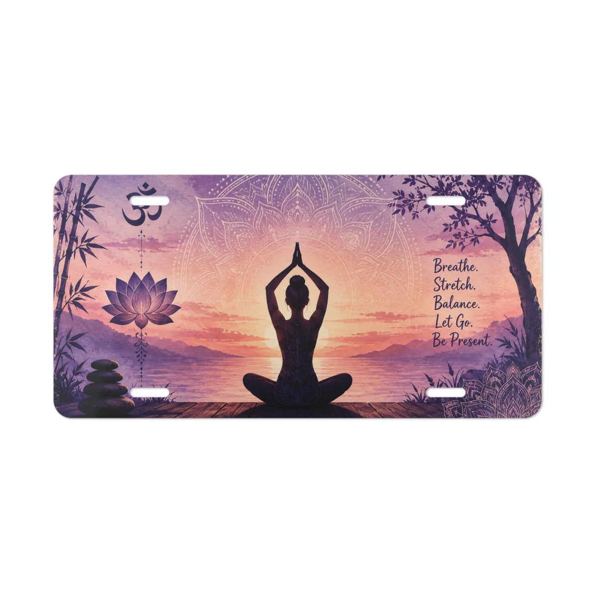Yoga Silhouette Zen Sunset Vanity Plate | Meditation License Plate
