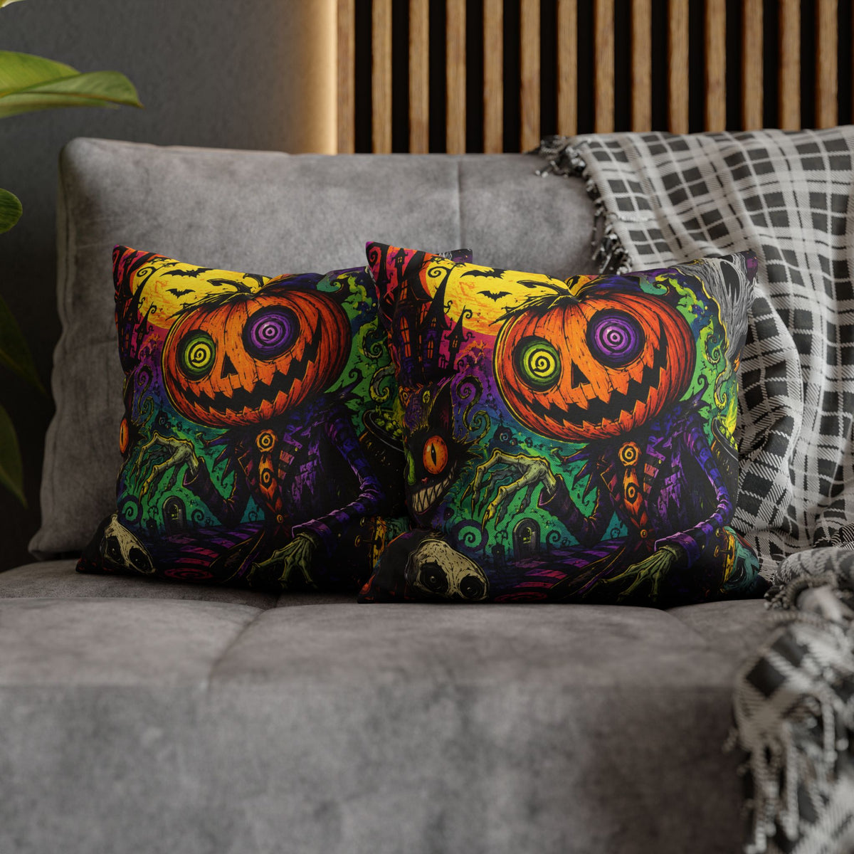 Psychedelic Pumpkin Jack-o'-Lantern Pillowcase
