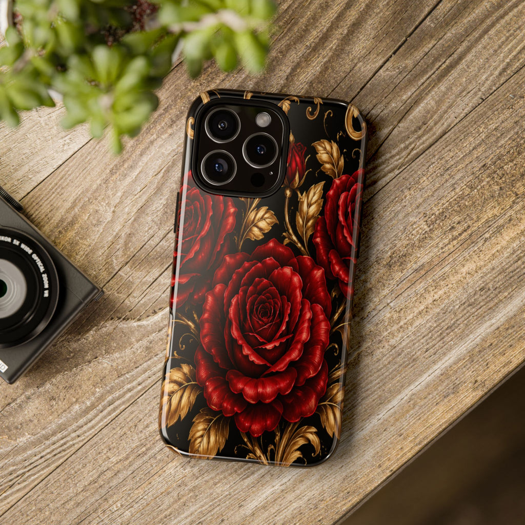Tough Cases — Vintage Red Rose Floral Phone Case
