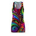 Psychedelic Floral Racerback Dress — Vibrant All-Over Print Sundress
