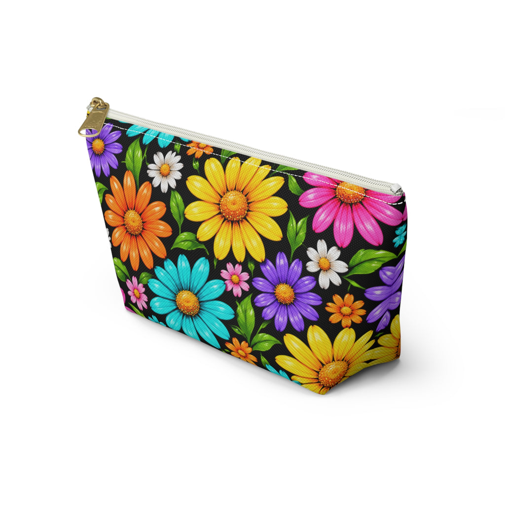 Floral Daisy Accessory Pouch — Colorful T-Bottom Makeup Bag