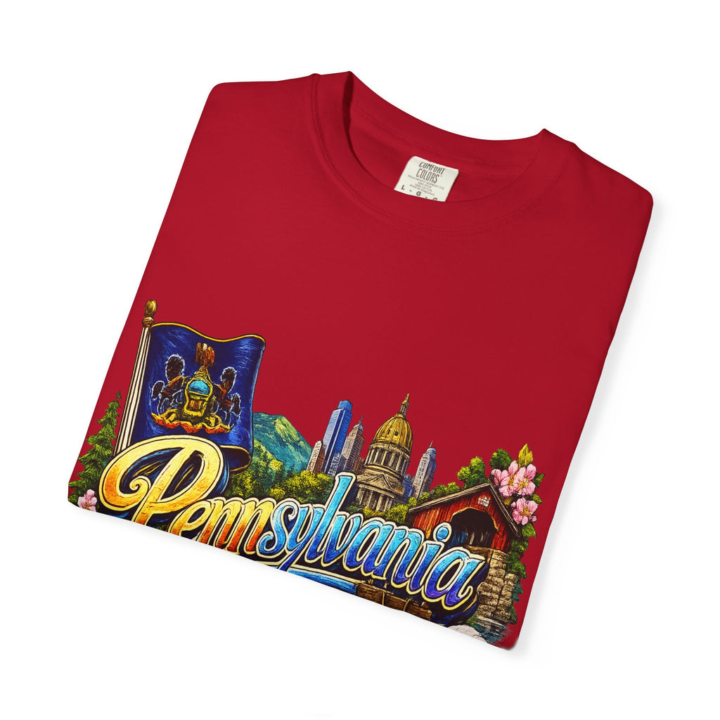 Pennsylvania Vintage Postcard T-Shirt | State Skyline Tee