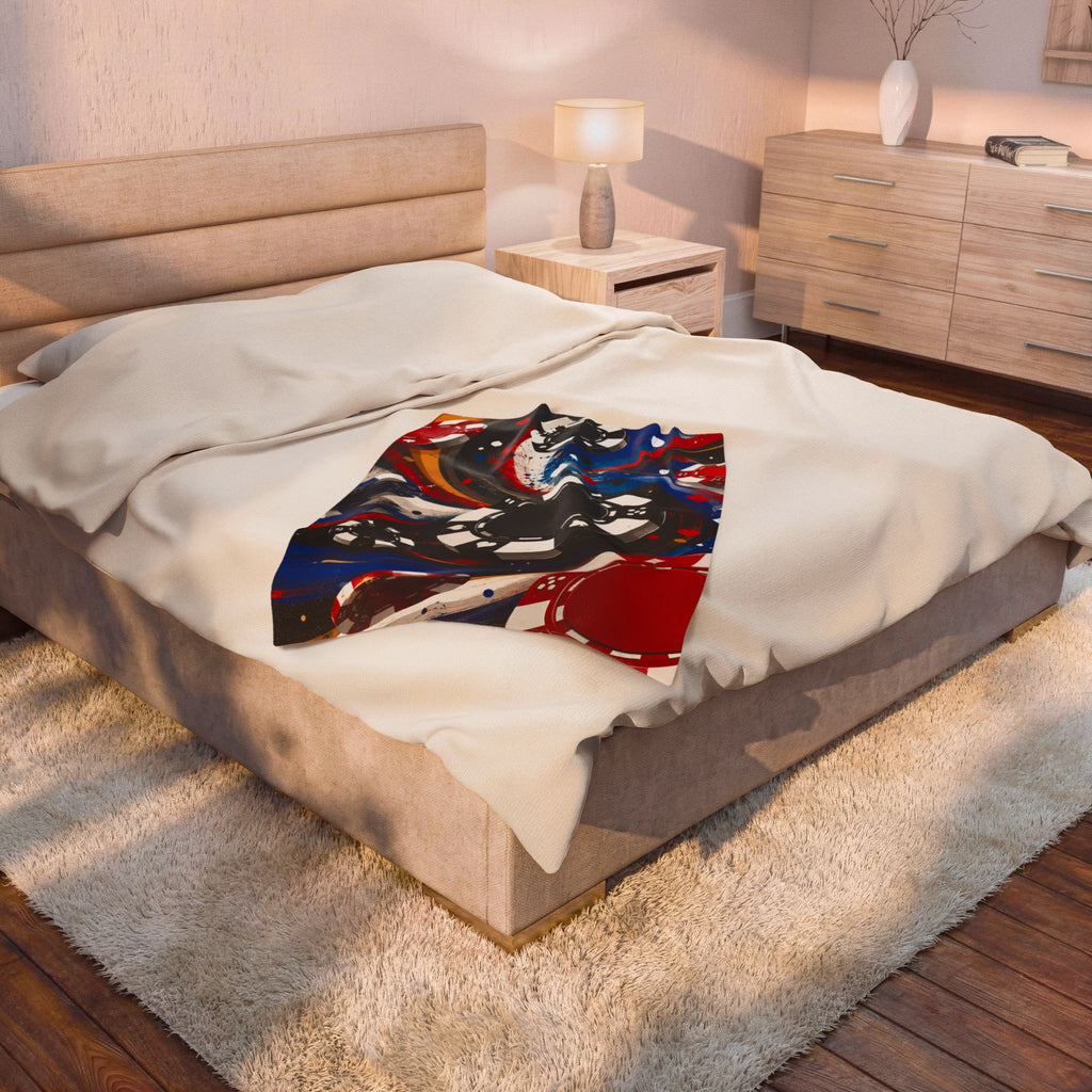 Casino Chips Velveteen Plush Blanket — Poker Night Throw for Gamblers & Game Rooms