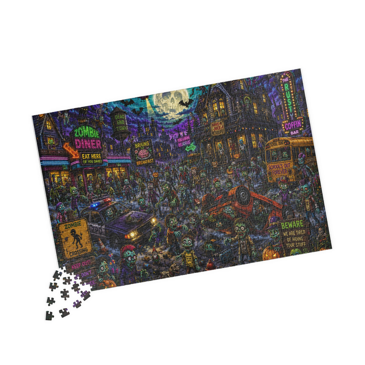 Spooky Zombie City Puzzle 520 Piece | Halloween Jigsaw