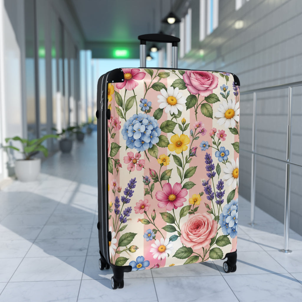Floral Carry-On Suitcase – Pastel Watercolor Flowers Travel Luggage
