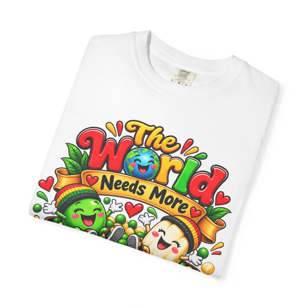 T-Shirt — "The World Needs More Peas & Hominy" Cute Veggie Love Graphic Tee