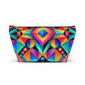 Geometric Neon Makeup Pouch — Colorful Art Deco Accessory Bag