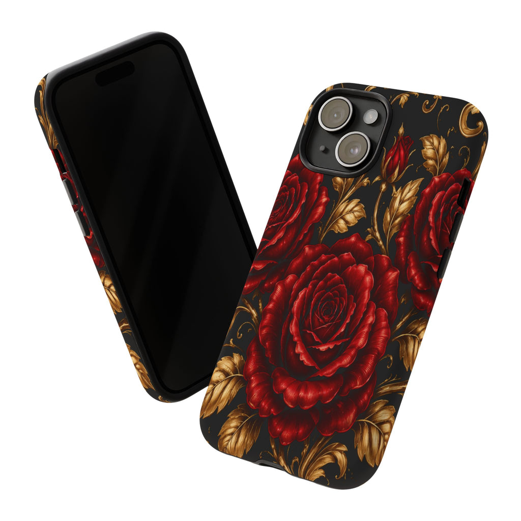Tough Cases — Vintage Red Rose Floral Phone Case