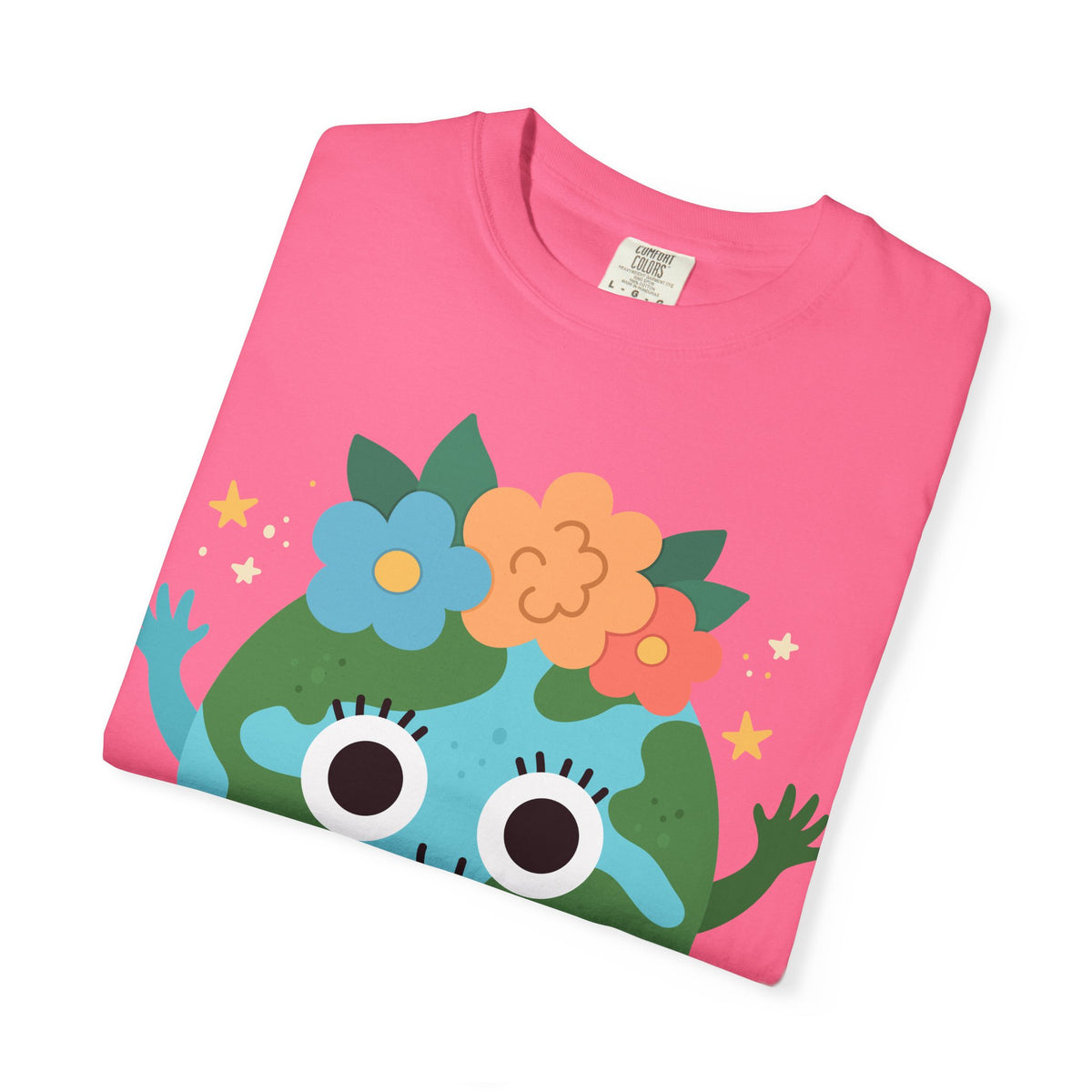 Flower Crown Earth Illustration T-shirt | Cute Planet Graphic