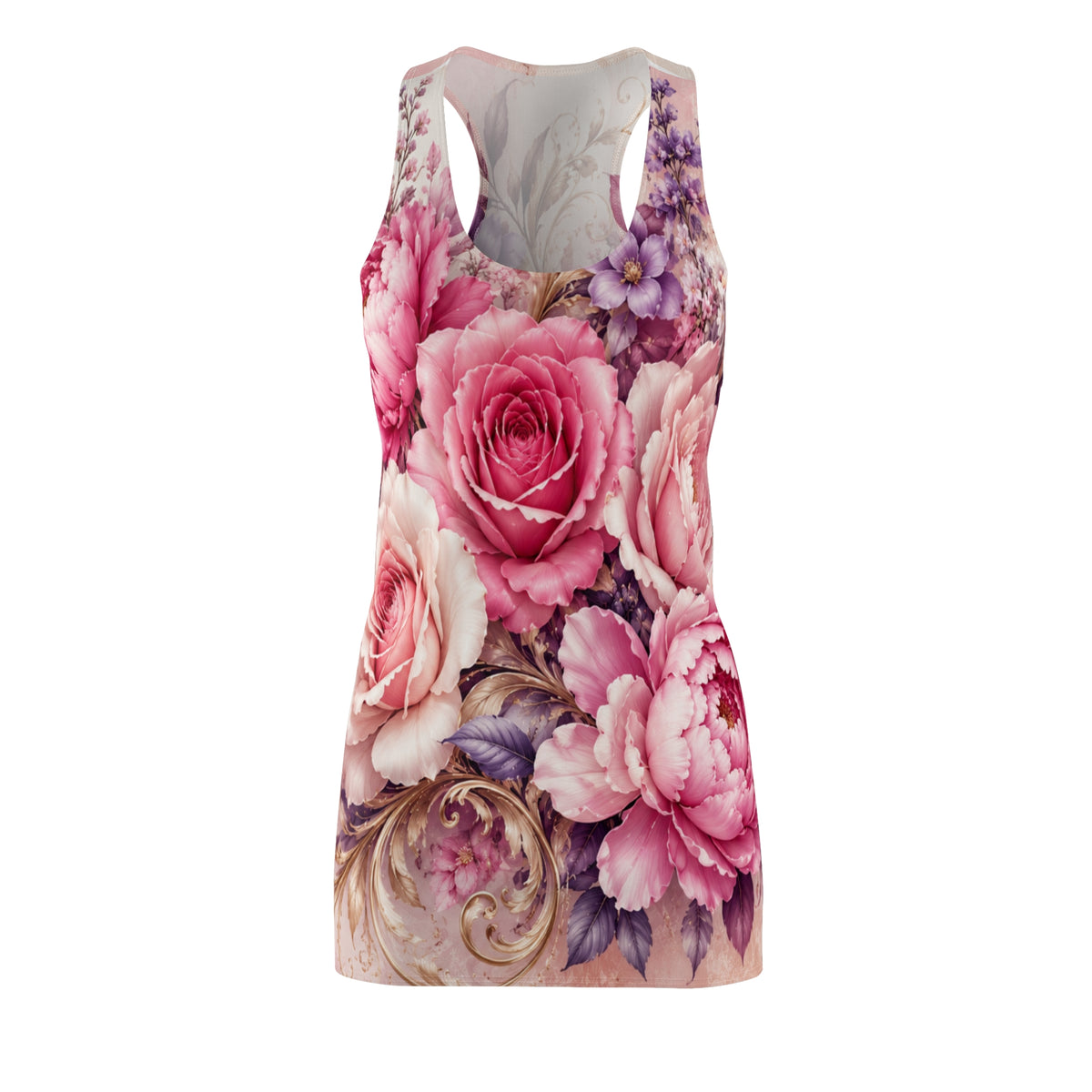 Floral Rose Racerback Dress – Vintage Pink Garden Print
