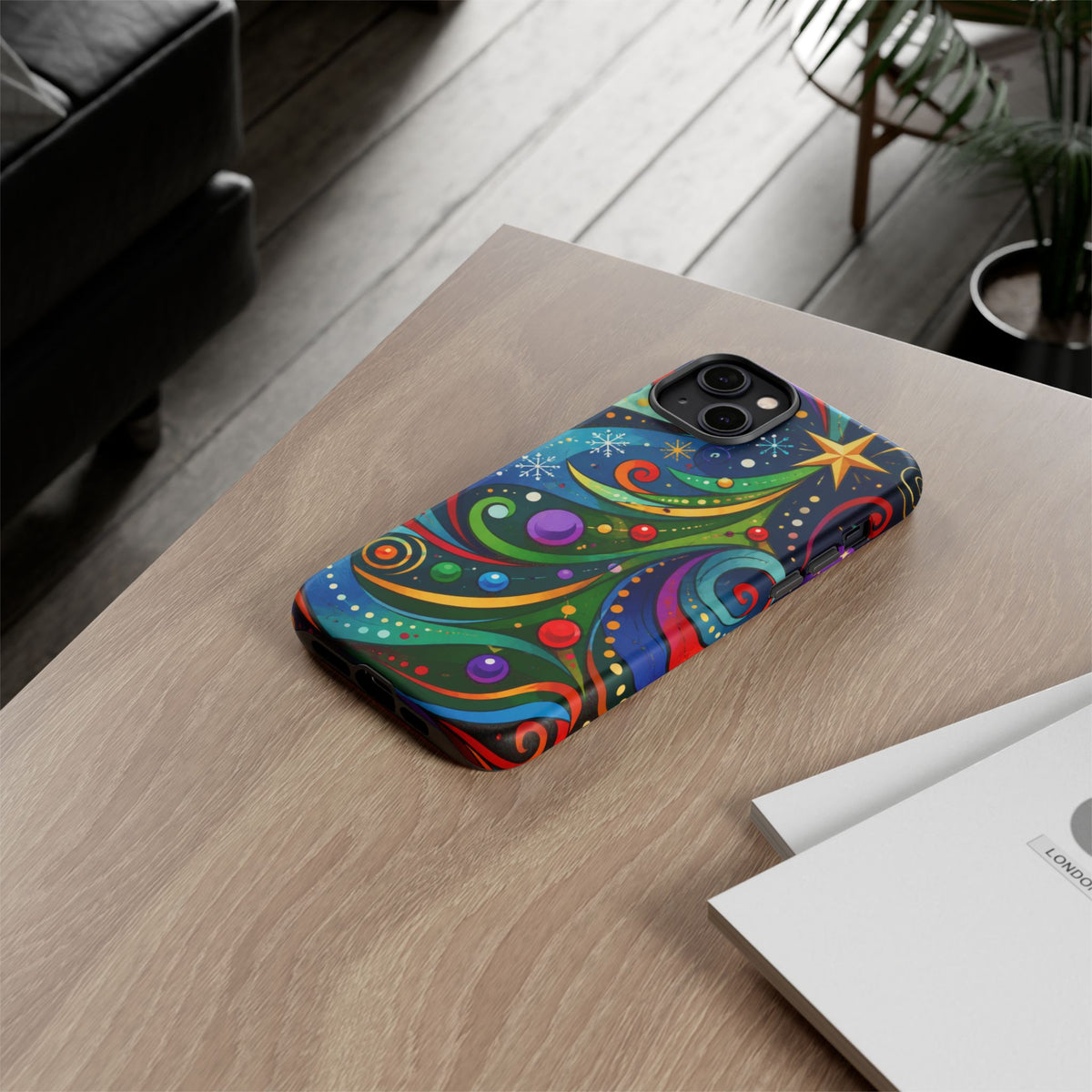 Colorful Swirl Christmas Tree Tough Phone Case