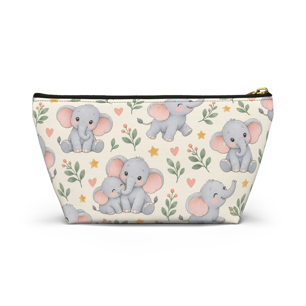 Cute Baby Elephant Accessory Pouch — T‑Bottom Makeup & Diaper Bag Organizer