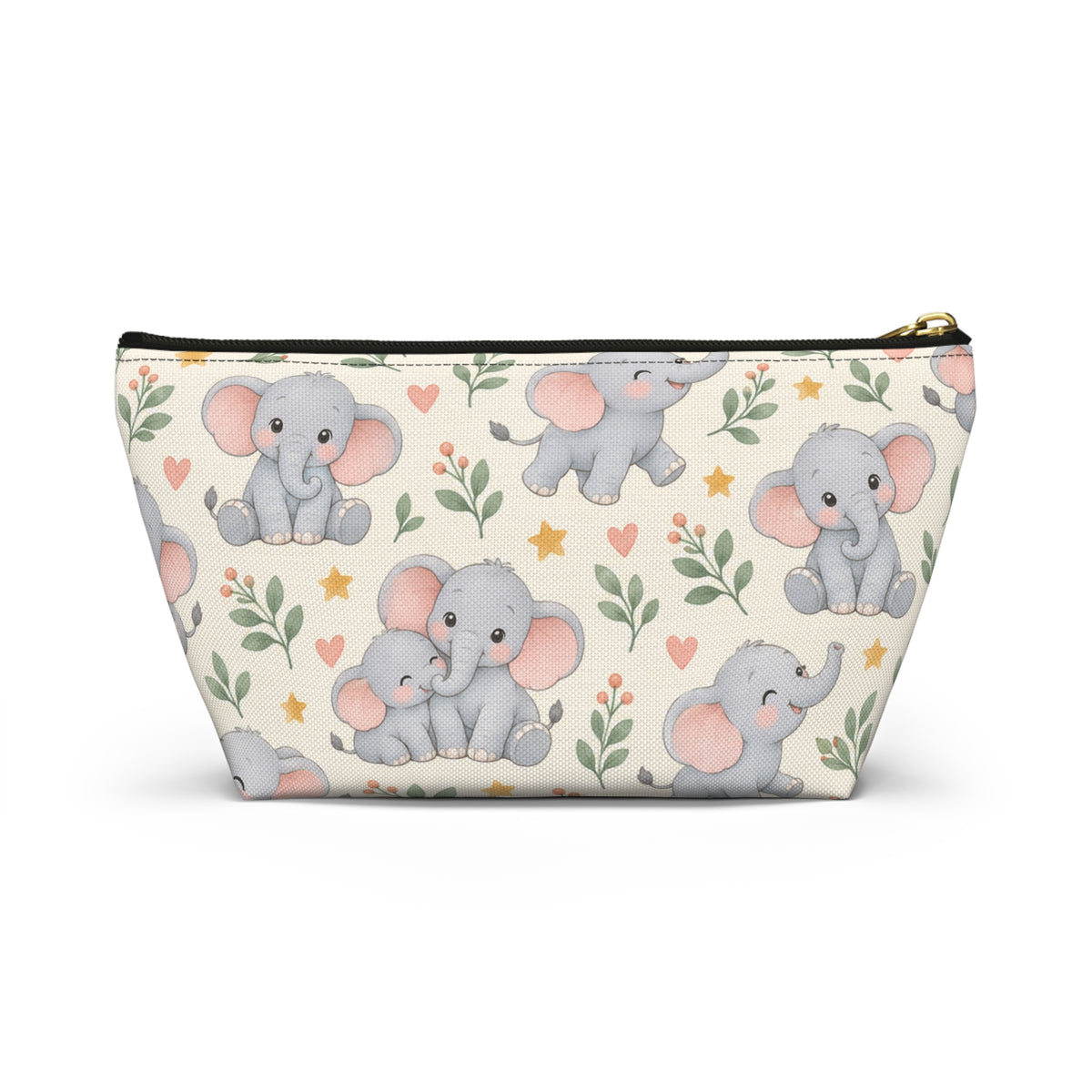 Cute Baby Elephant Accessory Pouch — T‑Bottom Makeup & Diaper Bag Organizer