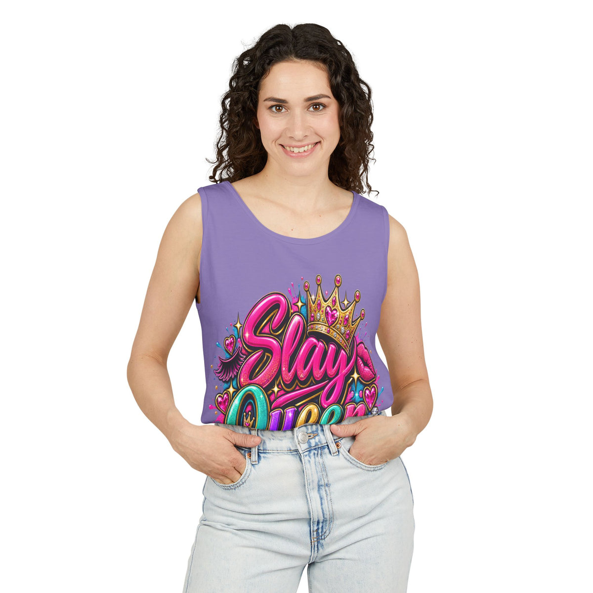 Slay Queen graffiti crown Tank Top | colorful lettering street art