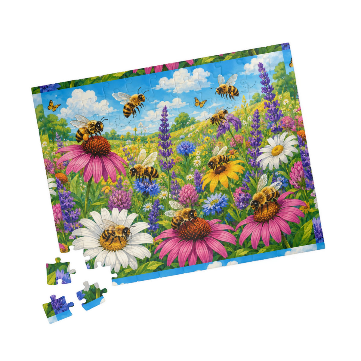 Bee Meadow Floral Puzzle 520-1014 Piece | Wildflower Bee Jigsaw