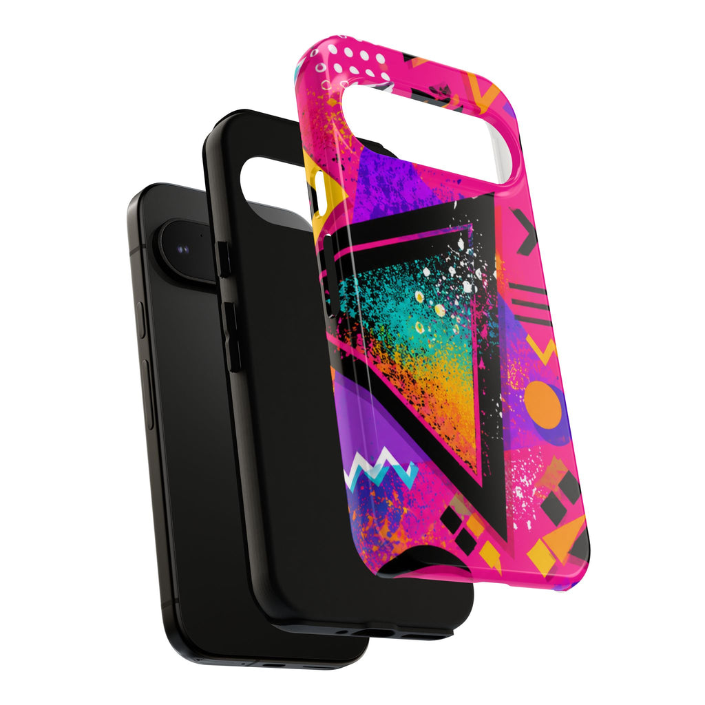 Retro 80s Geometric Phone Case — Neon Triangle Tough Case