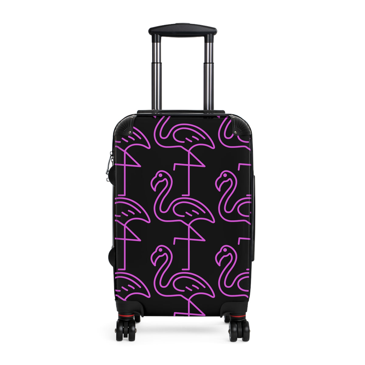 Neon Pink Flamingo Carry-On Suitcase — Retro Tropical Travel Luggage