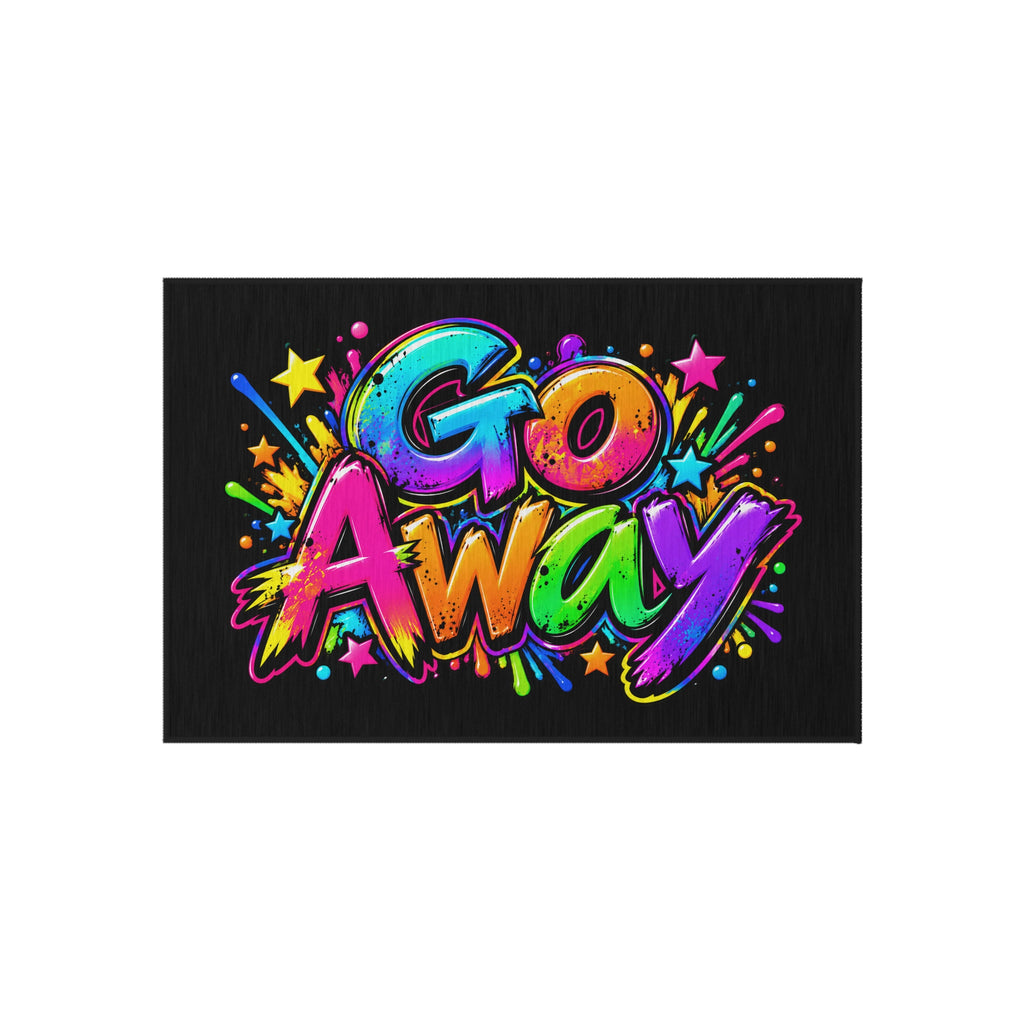 Outdoor Rug — Colorful Graffiti "GO AWAY" Doormat