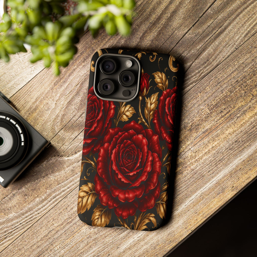 Tough Cases — Vintage Red Rose Floral Phone Case