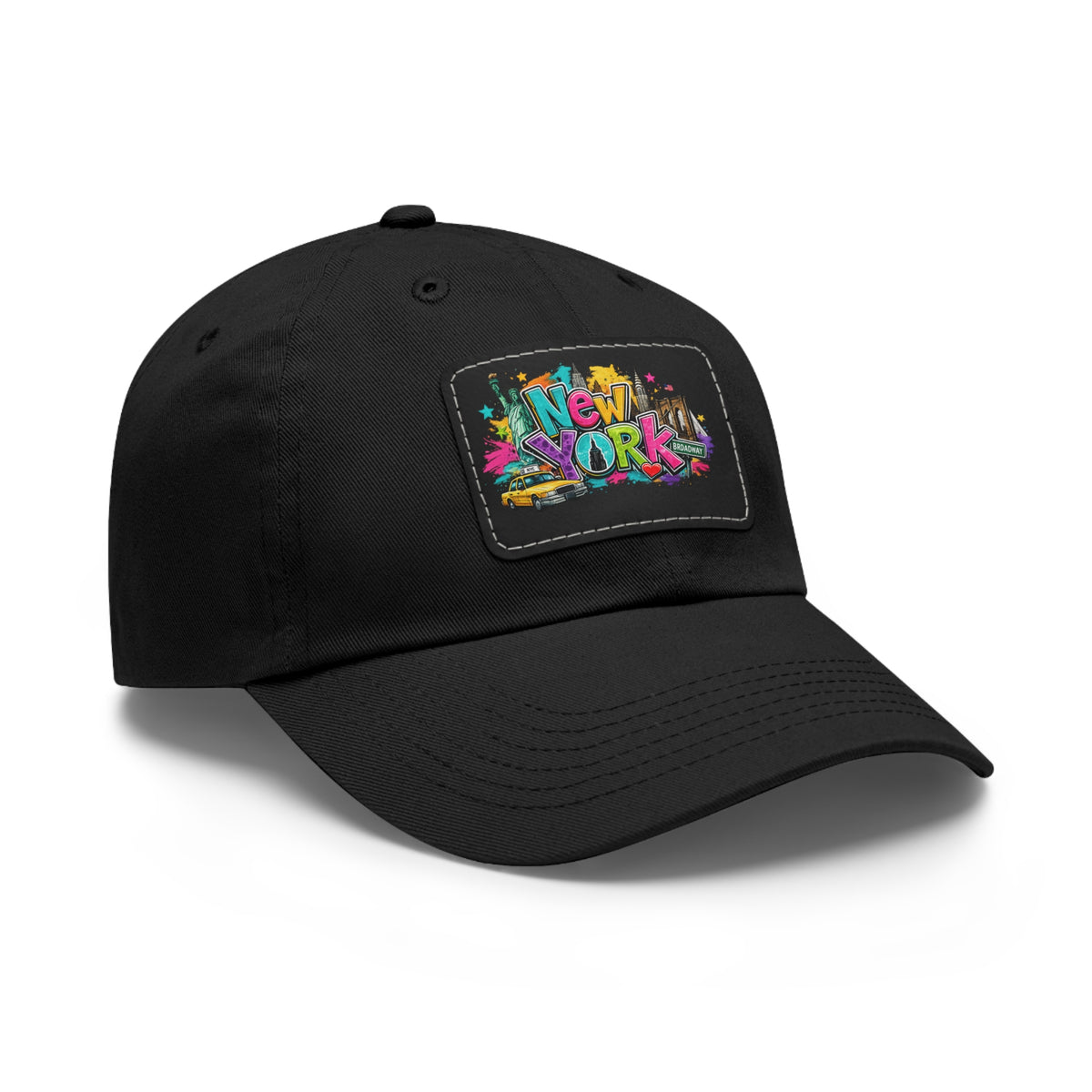 New York Graffiti Leather Patch Dad Hat | City Skyline