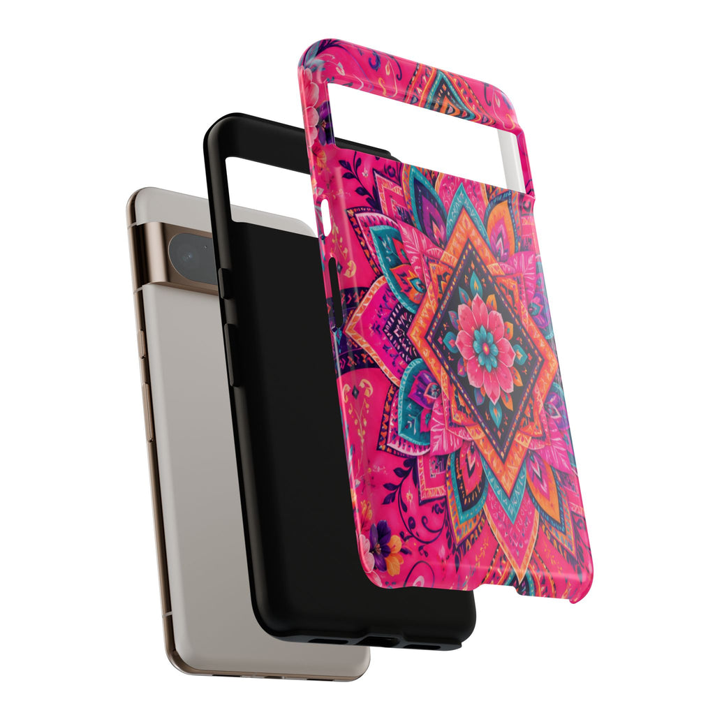 Floral Mandala Tough Phone Case — Pink Boho Protective Cover