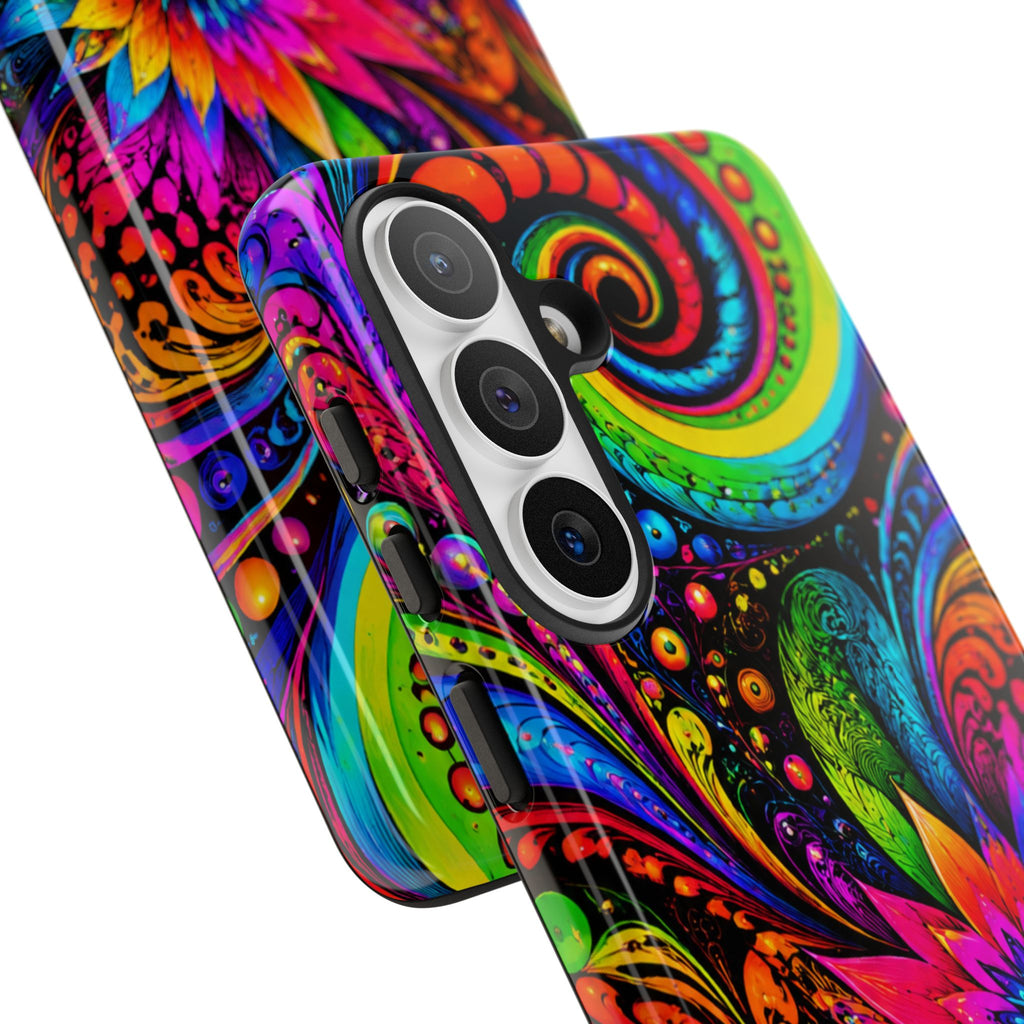 Psychedelic Floral Phone Case — Vibrant Swirl Tough Protective Cover
