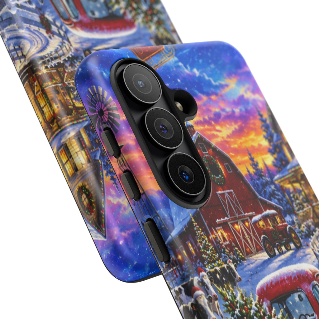 Christmas Farm Phone Case — Vintage Red Truck in Snowy Holiday Scene