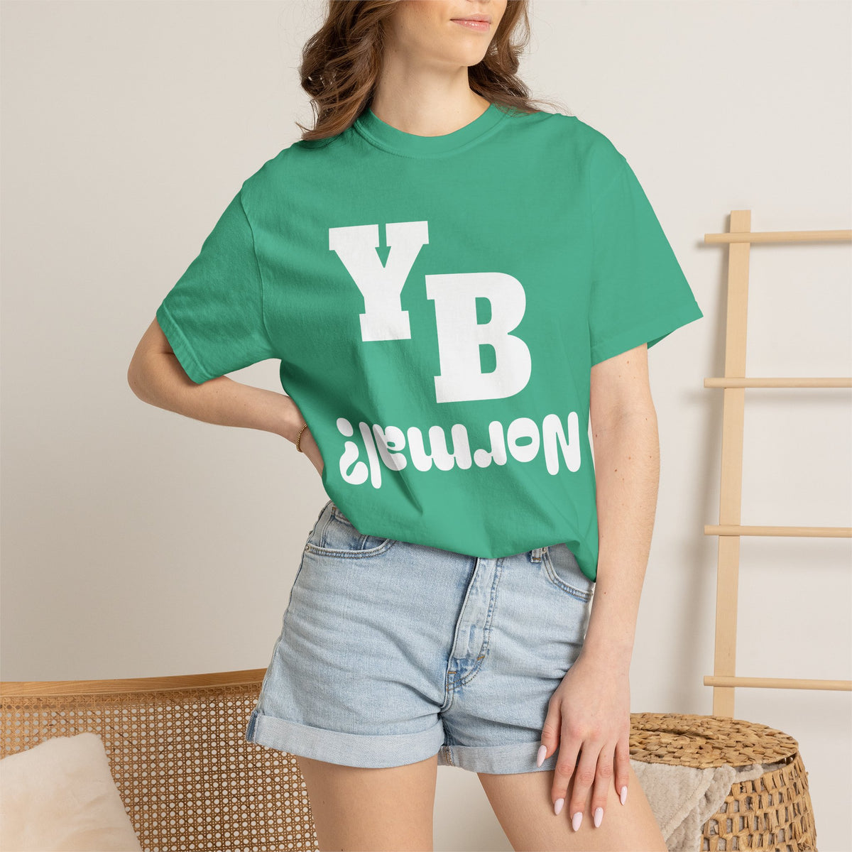 Funny 'YB ¿Normal?' Graphic T-Shirt — Upside-Down Retro Typography Tee
