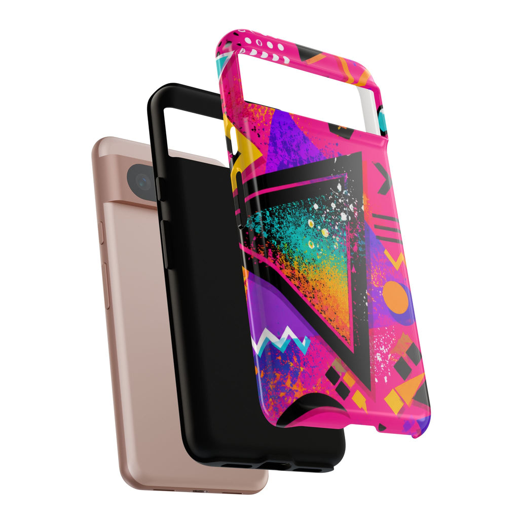 Retro 80s Geometric Phone Case — Neon Triangle Tough Case