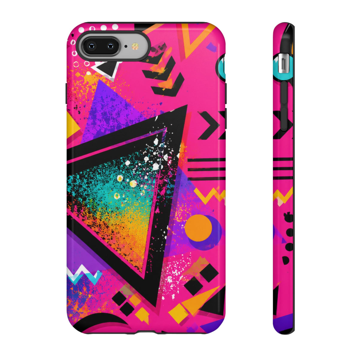 Retro 80s Geometric Phone Case — Neon Triangle Tough Case