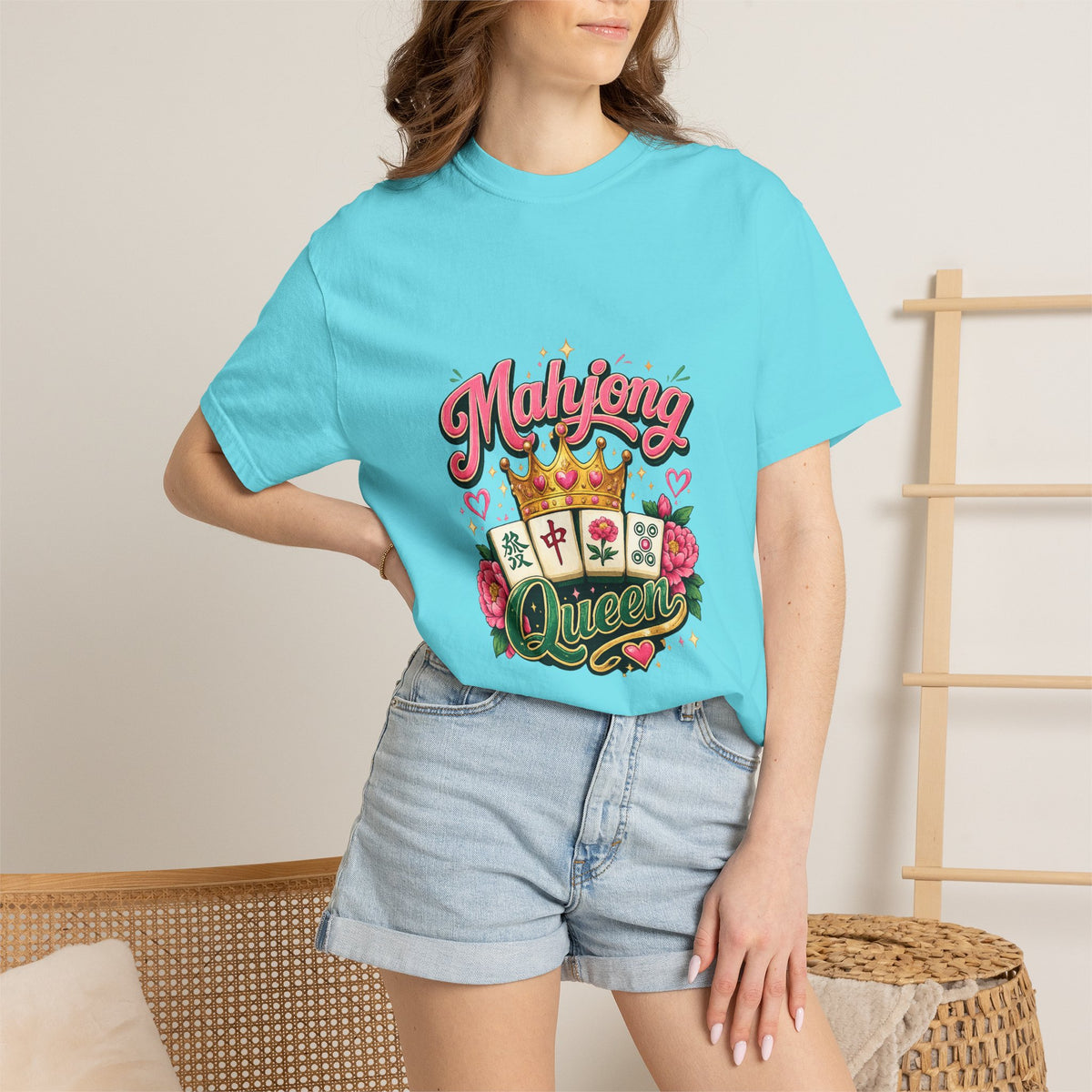 Mahjong Queen T-shirt | Mahjong Tiles Floral Design