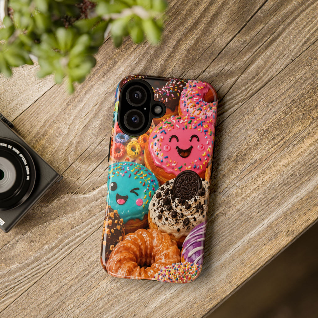 Donut Smile Tough Phone Case — Cute Colorful Desserts Protective Cover