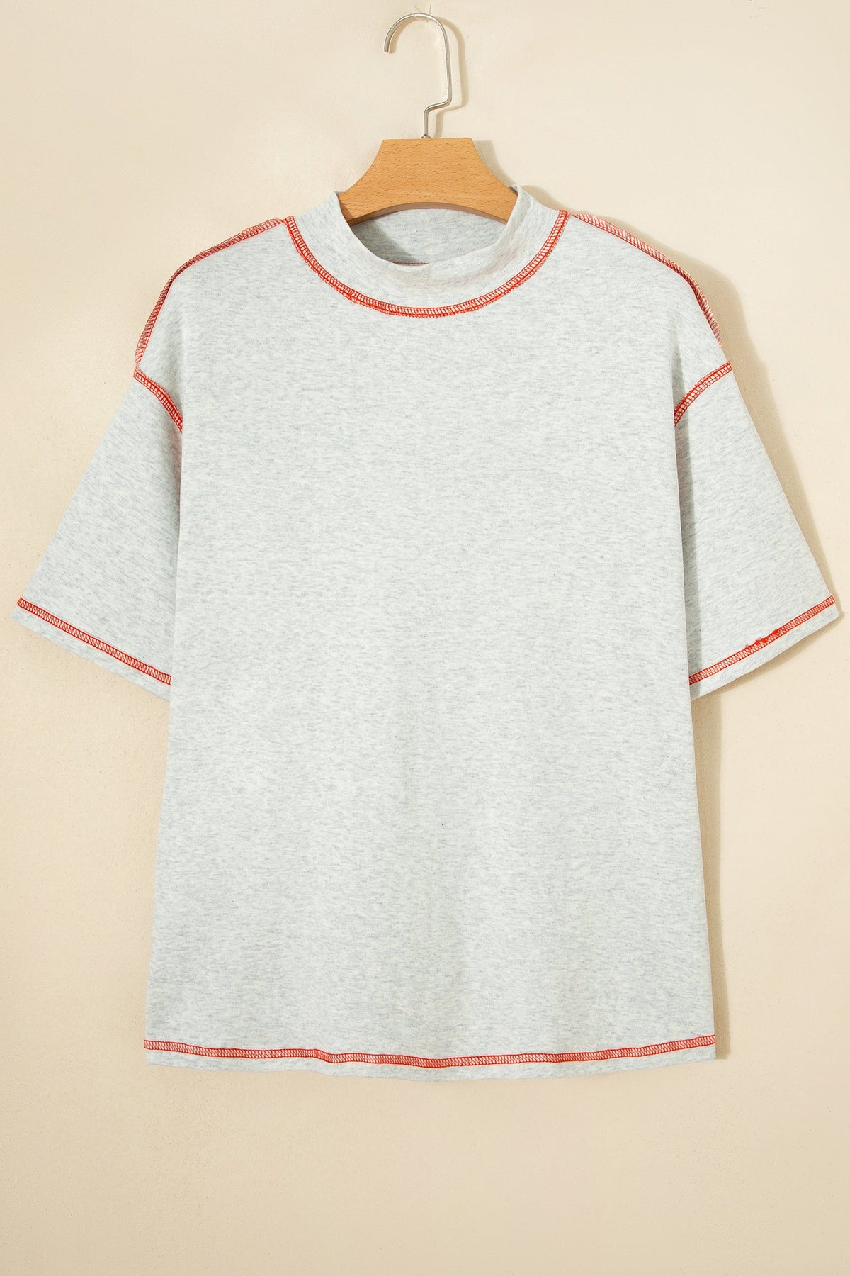 Reversible Contrast Stitching Mock Neck T-Shirt