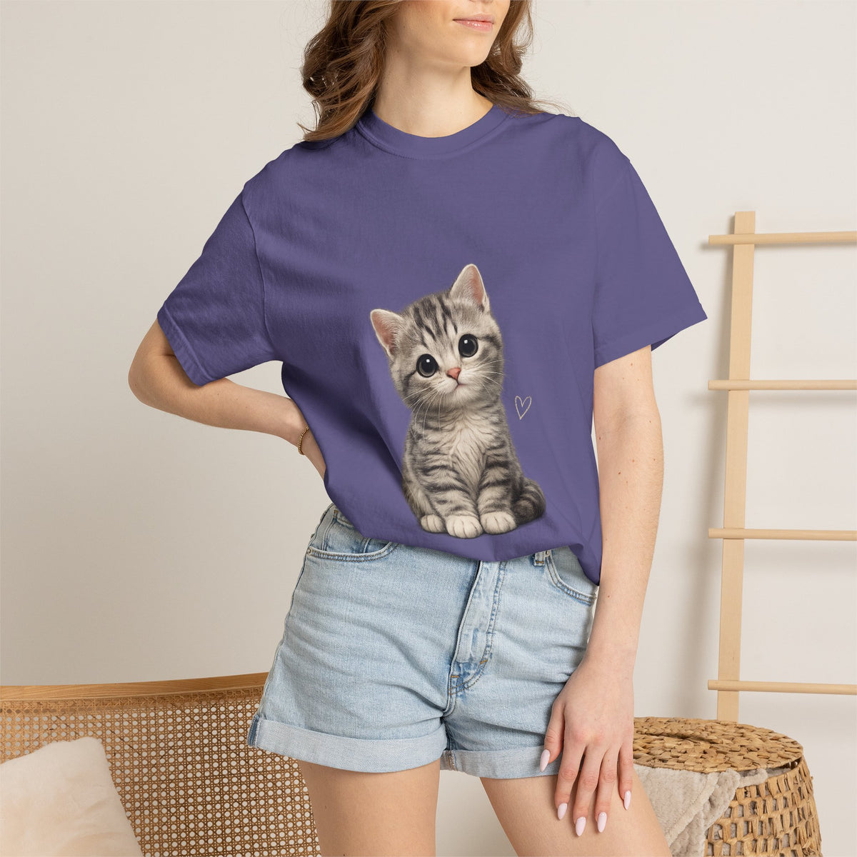 Smiling Tabby Kitten T-Shirt | Cute Cat Illustration