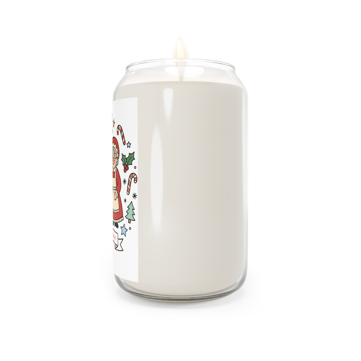 Santa and Mrs Claus Illustration Candle | Christmas Soy Candle