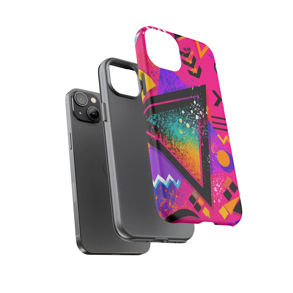 Retro 80s Geometric Phone Case — Neon Triangle Tough Case