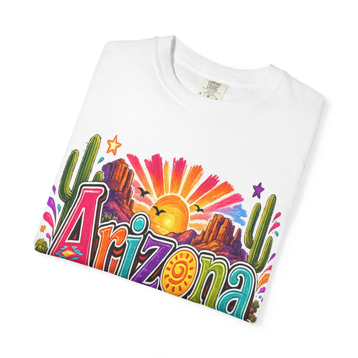Arizona Desert Sunset T-shirt | Cactus, Saguaro, Floral Scenic Tee