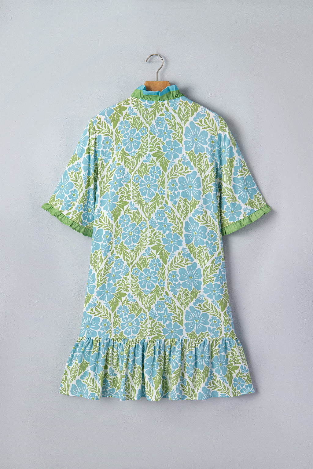Floral Frilled V-Neck Button Front Dress