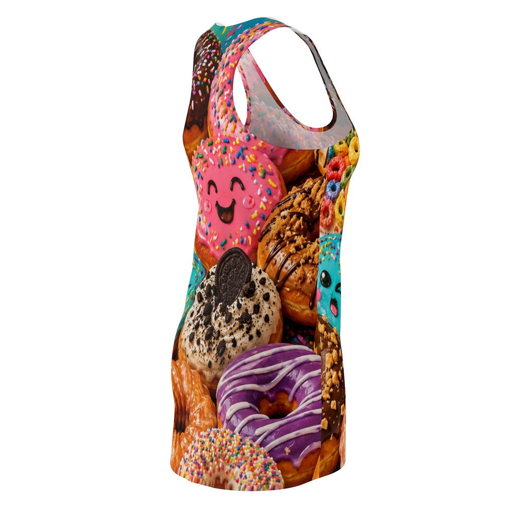 Cute Donut Pattern Racerback Dress | Colorful Donuts All-Over Print